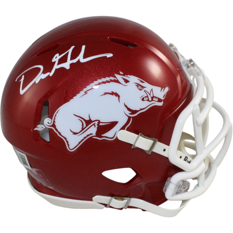 Dre Greenlaw Arkansas Razorbacks Autographed Mini Helmet (BAS Witnessed)