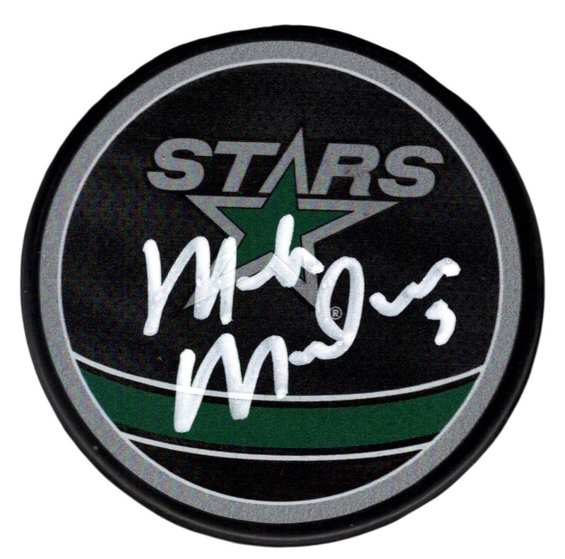 Mike Modano Signed Dallas Stars Reverse Retro Hockey Puck JSA Witness