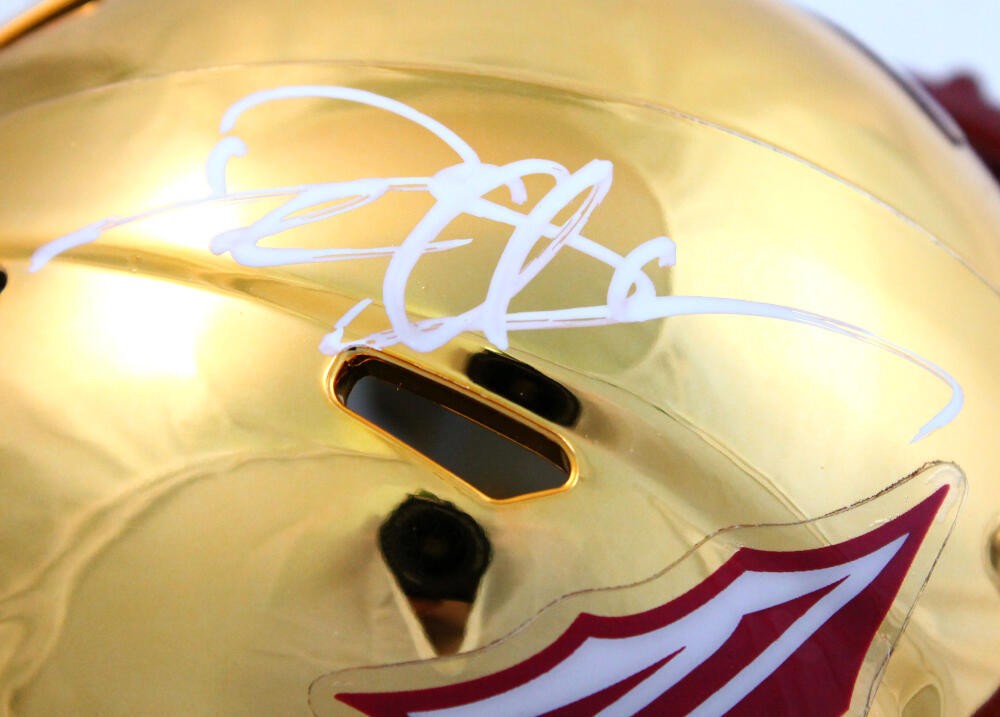 Deion Sanders Signed Florida State Seminoles Chrome Speed Mini Helmet
