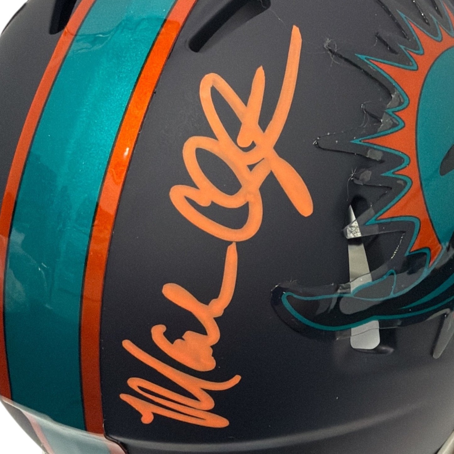 Mark Clayton & Mark Duper Signed Miami Dolphins Rivalries Mini Helmet