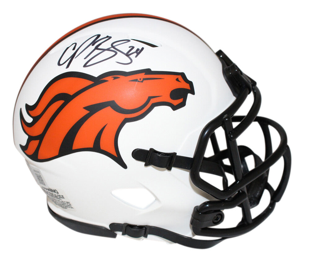 Champ Bailey Signed Denver Broncos Lunar Mini Helmet Beckett
