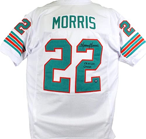Mercury Morris Signed White Custom Jersey - SB Champs Inscription