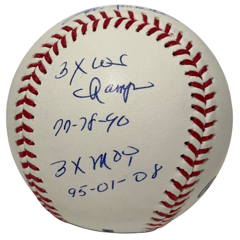 Lou Piniella Signed ROMLB Baseball with 4 Stat Inscriptions JSA