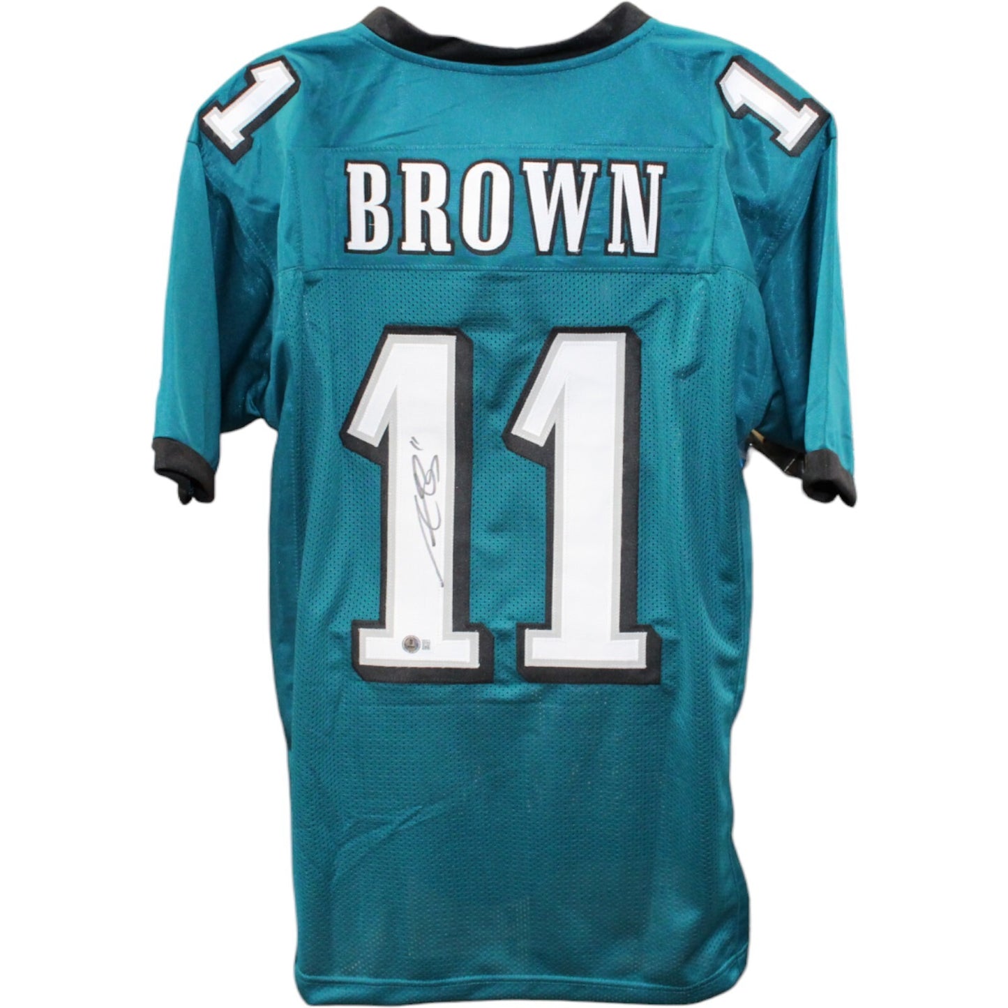 AJ Brown Autographed Pro Style Green Football Jersey (BAS)
