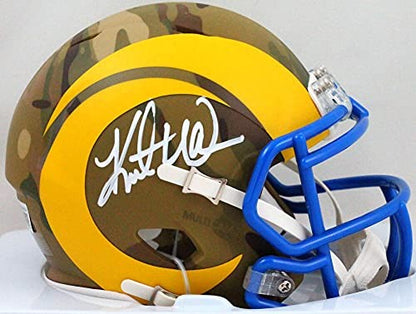 Kurt Warner Signed St. Louis Rams Camo Speed Mini Helmet