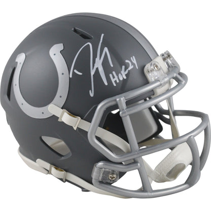 Dwight Freeney Signed Indianapolis Colts Slate Mini Helmet (HOF)