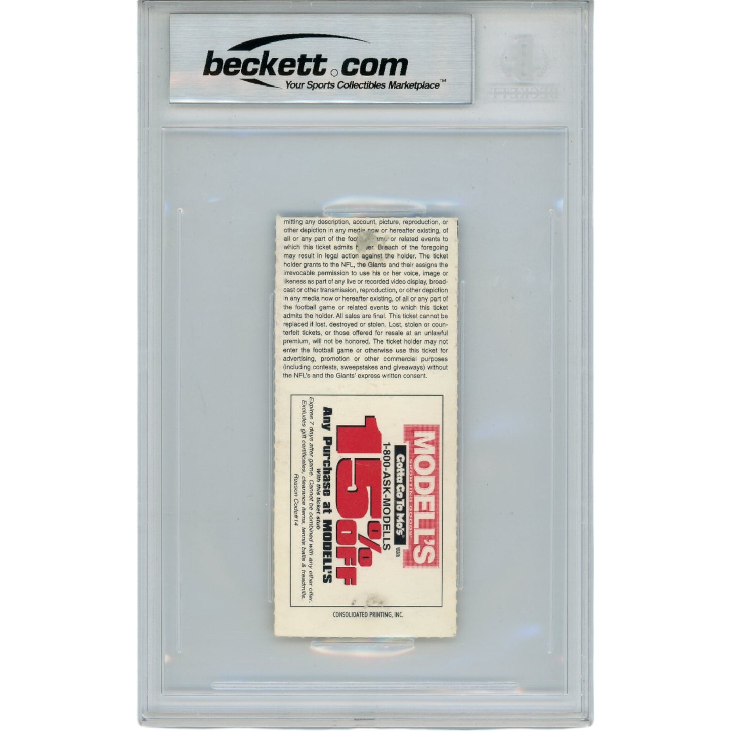 Michael Strahan Signed NY Giants Slabbed Ticket Stub "22.5 Sacks"