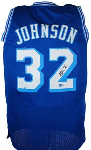 Magic Johnson Signed Los Angeles Custom Blue Jersey