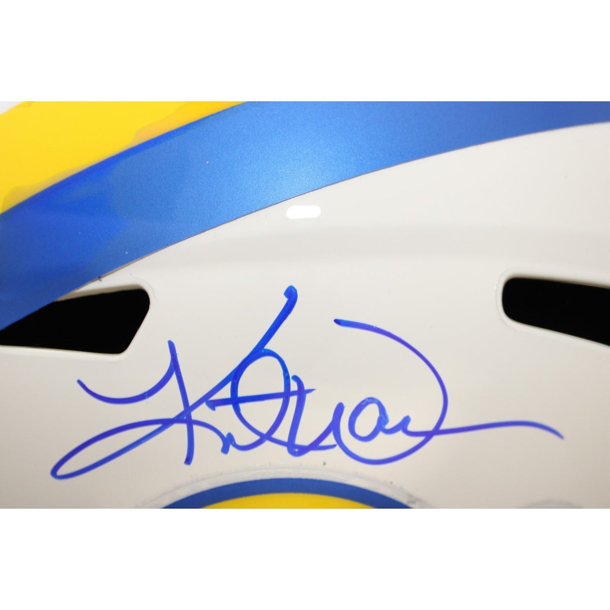 Kurt Warner, Torry Holt, Marshall Faulk & Isaac Bruce Signed Rams Proline Helmet