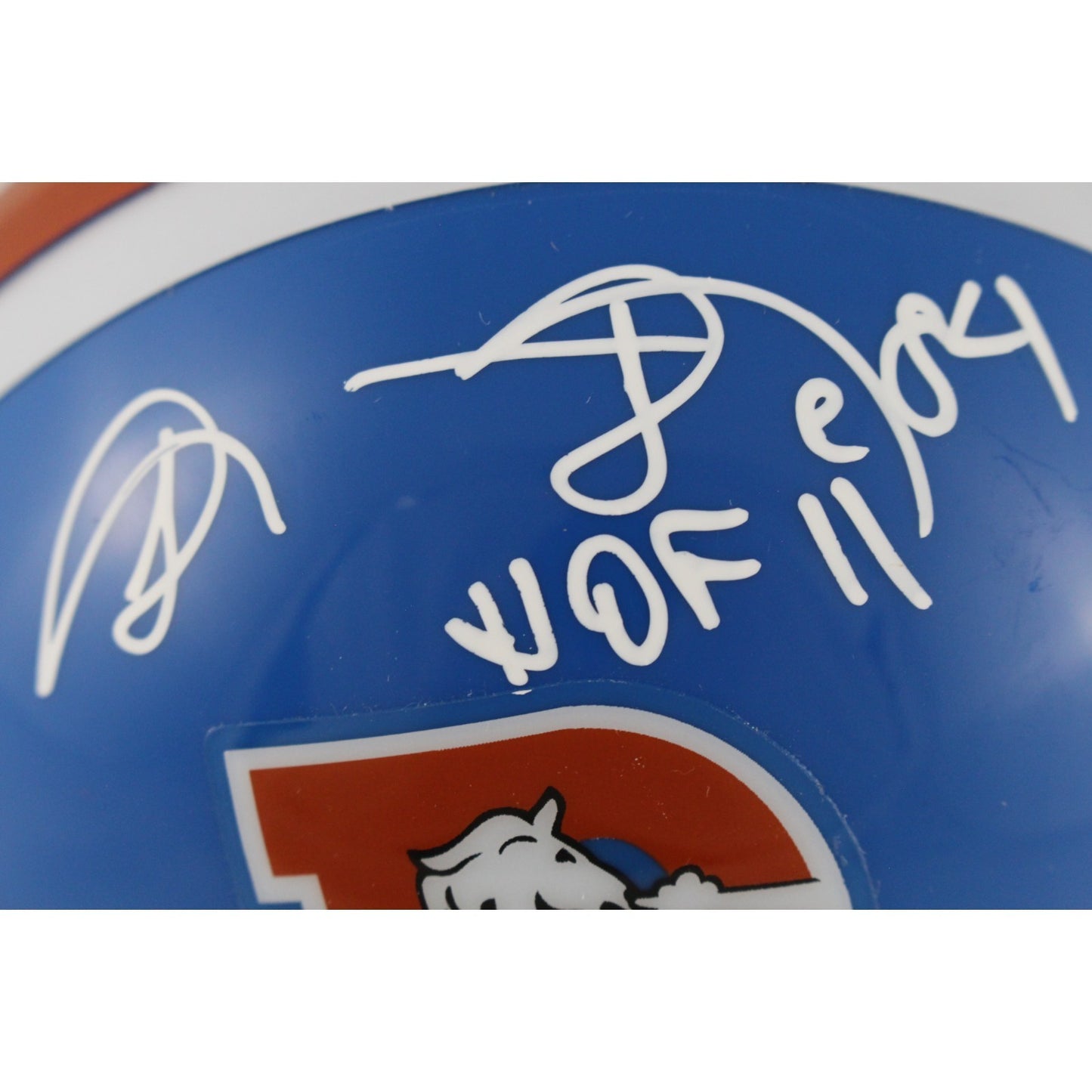 Shannon Sharpe Autographed Denver Broncos Throwback VSR4 Mini Helmet HOF