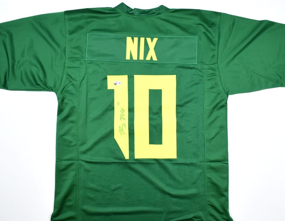 Bo Nix Signed Green Custom College Style Football Jersey