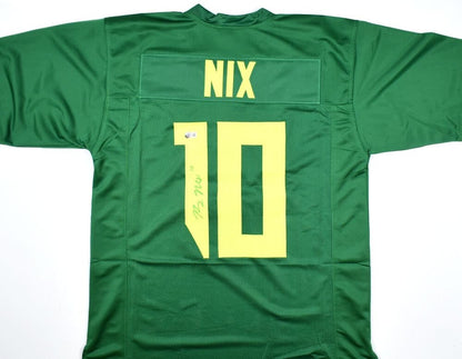 Bo Nix Signed Green Custom College Style Football Jersey