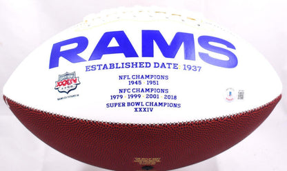 Marshall Faulk Autographed Los Angeles Rams Logo Football - Black