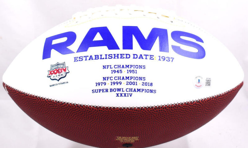 Marshall Faulk Autographed Los Angeles Rams Logo Football - Black