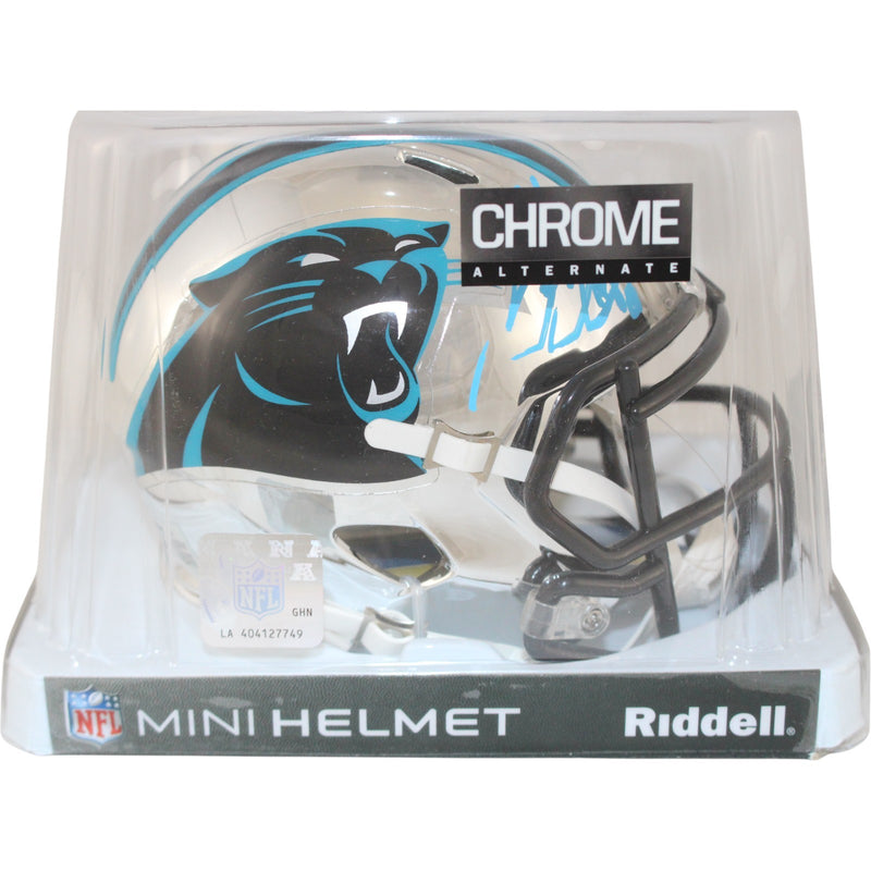 Steve Smith Autographed Carolina Panthers Chrome Mini Helmet