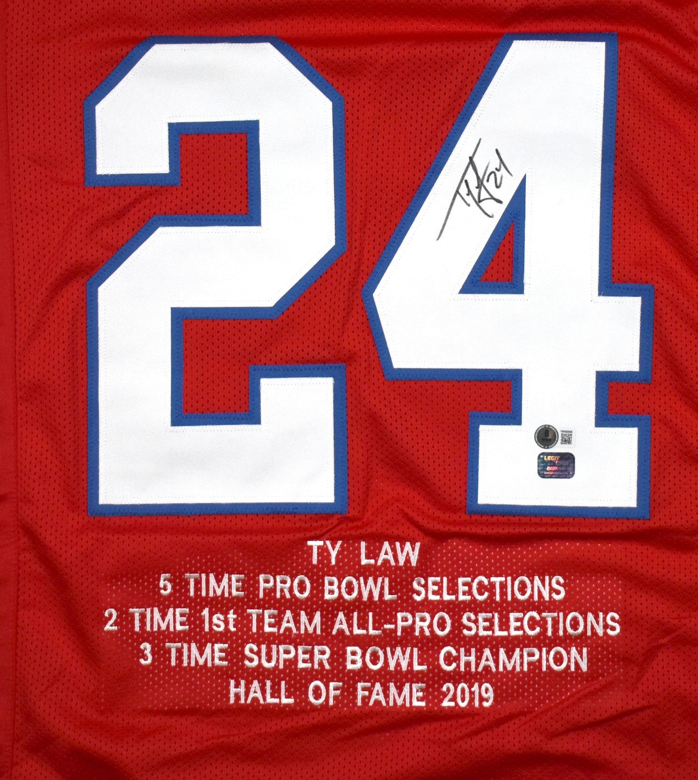 Ty Law Signed Red Custom Pro Style Jersey