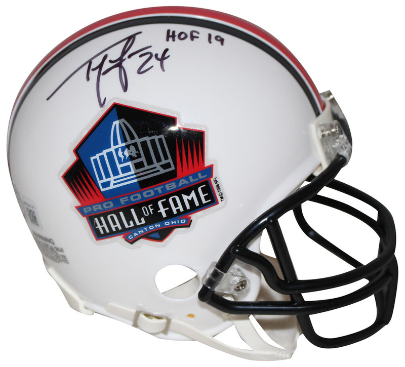 Ty Law Autographed New England Patriots Hall of Fame Mini Helmet HOF