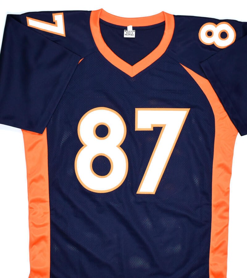 Ed McCaffrey Signed Blue Custom Jersey