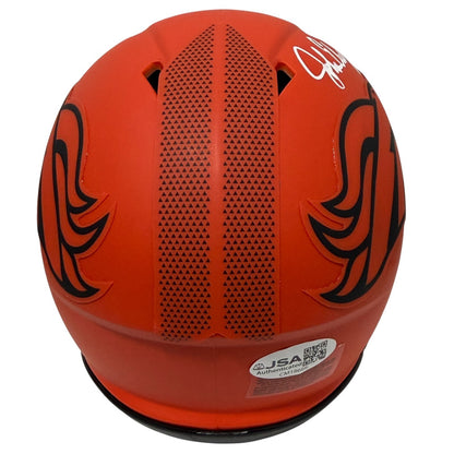 John Elway Denver Broncos Signed Riddell Rave Mini Helmet JSA