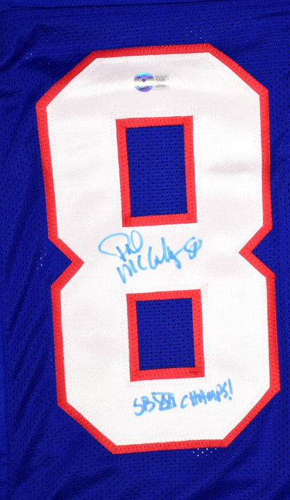 Phil McConkey Signed New York Giants Style Blue Jersey - SB Champs
