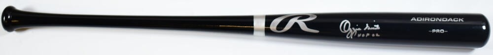 Ozzie Smith Autographed Rawlings Black Baseball Bat (HOF Inscription)