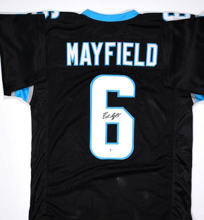 Baker Mayfield Autographed Carolina Panthers Black Custom Jersey