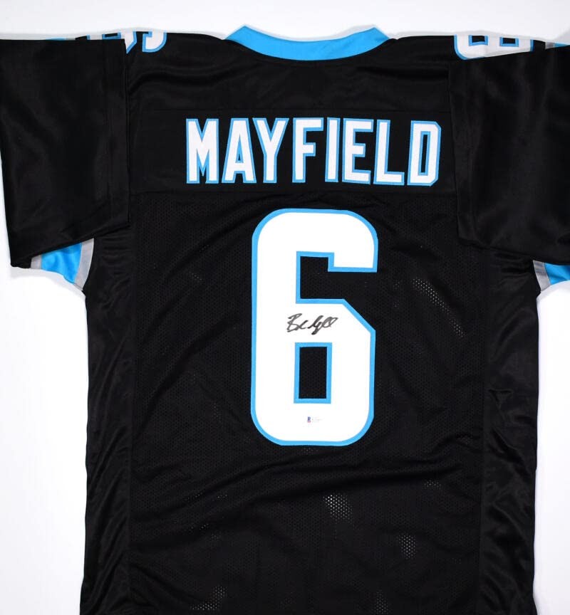 Baker Mayfield Autographed Carolina Panthers Black Custom Jersey