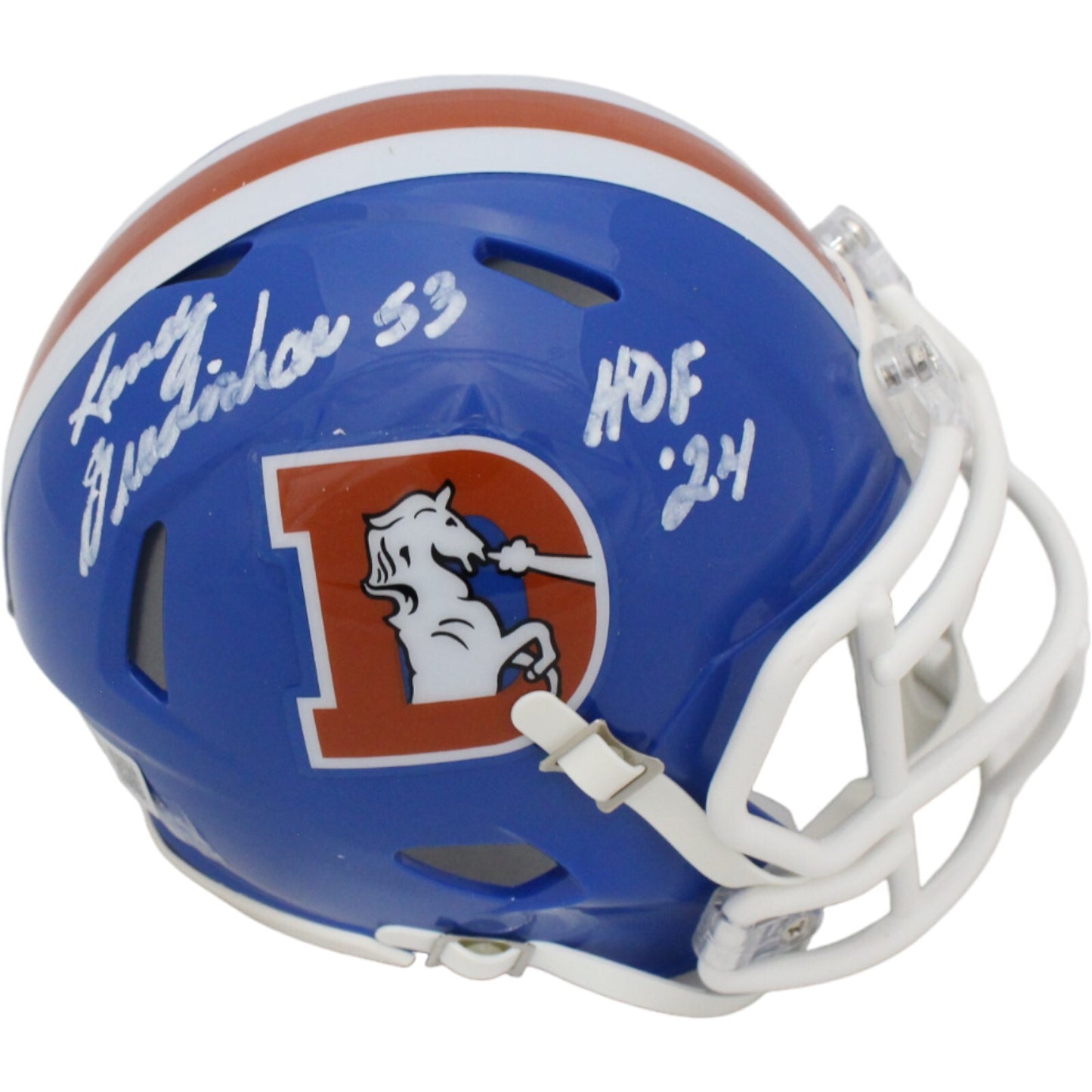 Randy Gradishar Signed Denver Broncos Throwback Mini Helmet (HOF Inscription)
