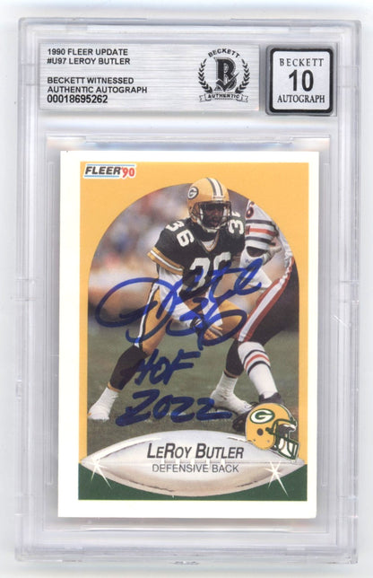 LeRoy Butler Signed 1990 Fleer Update Rookie Card BGS 10 Auto HOF 22