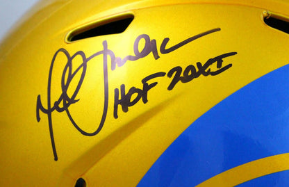 Marshall Faulk Signed Rams Full Size Flash Speed Helmet w/ 3 Inscriptions