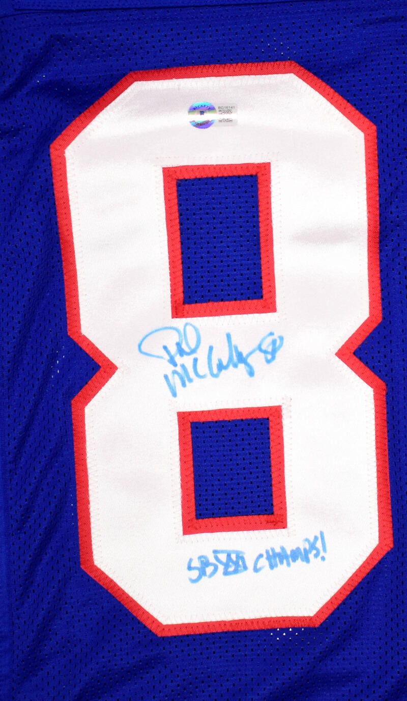 Phil McConkey Signed New York Giants Style Blue Jersey - SB Champs