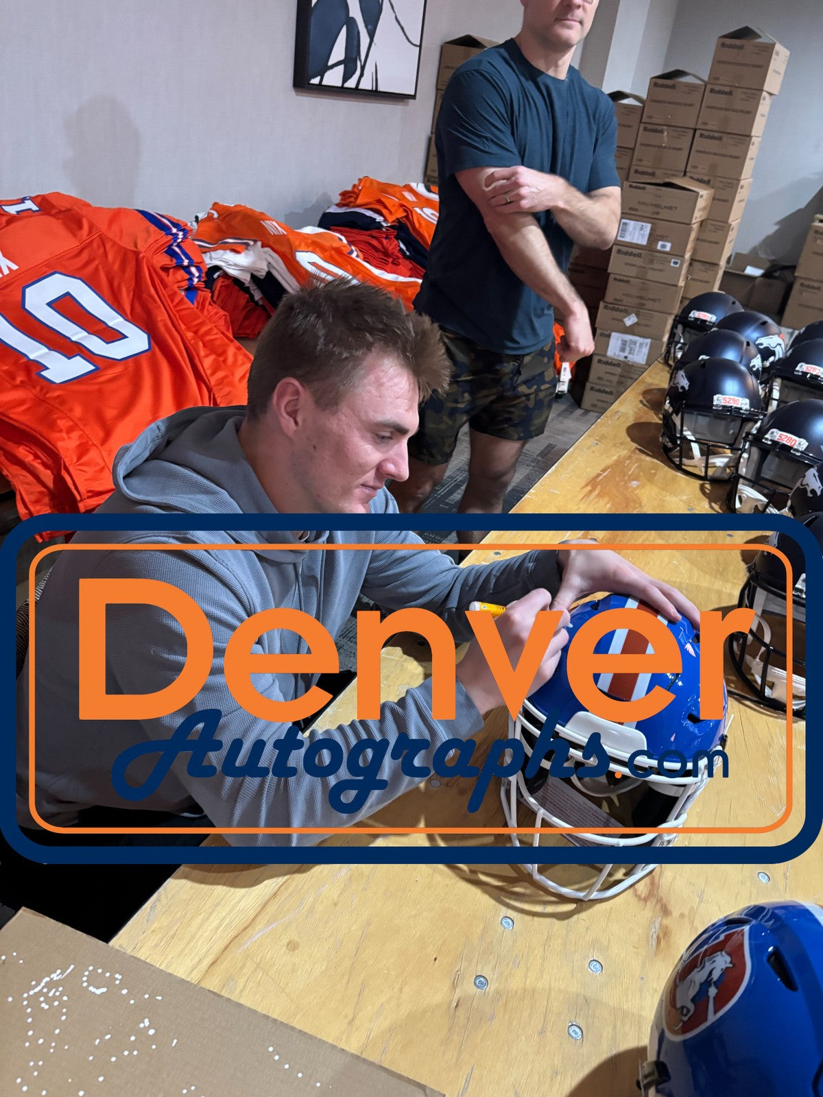 Bo Nix Denver Broncos Autographed Authentic Throwback SpeedFlex Helmet