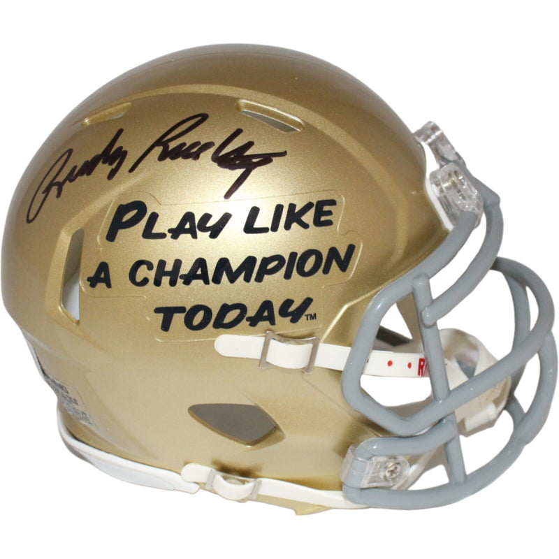 Rudy Ruettiger Autographed Notre Dame Speed Mini Helmet (PLAC Inscription)