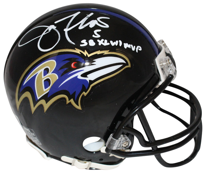 Joe Flacco Signed Baltimore Ravens VSR4 Mini Helmet SB XLVII MVP BAS