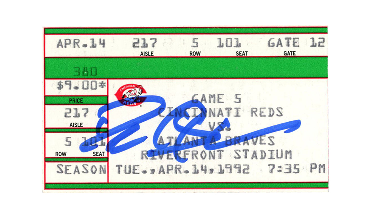 Deion Sanders Signed Atlanta Braves vs Reds Ticket Stub (4/14/1992) BAS