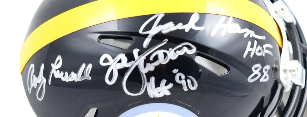 Jack Ham, Jack Lambert & Andy Russell Signed Pittsburgh Steelers Mini Helmet