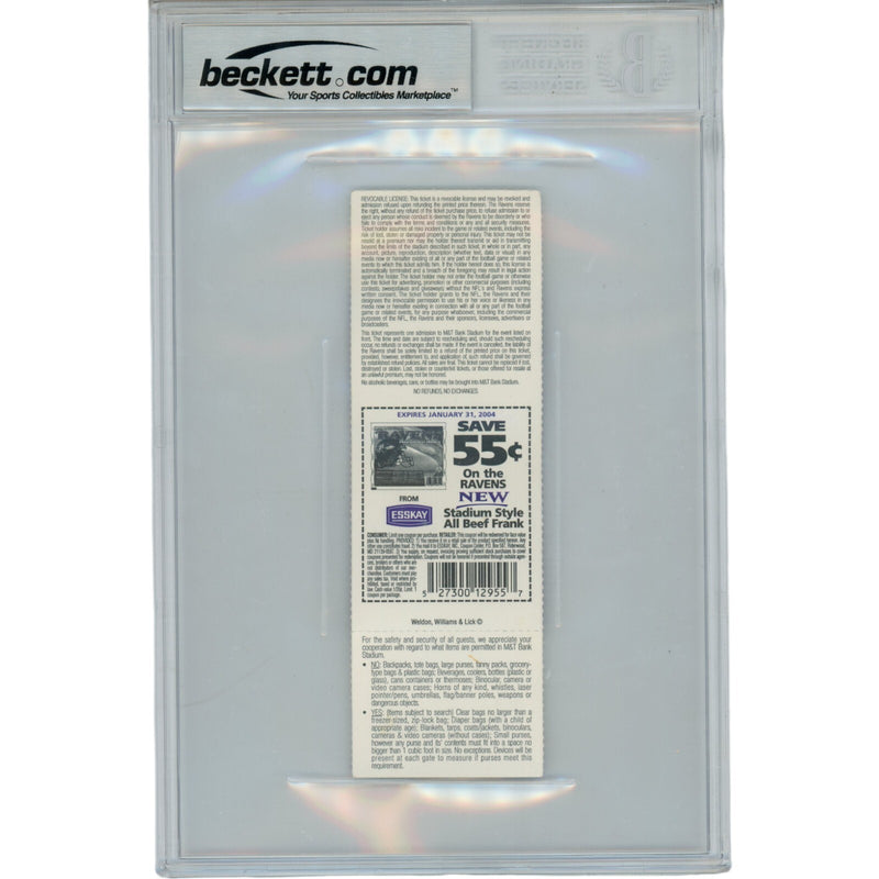 Ray Lewis Autographed Baltimore Ravens 11/02/03 Full Ticket Stub