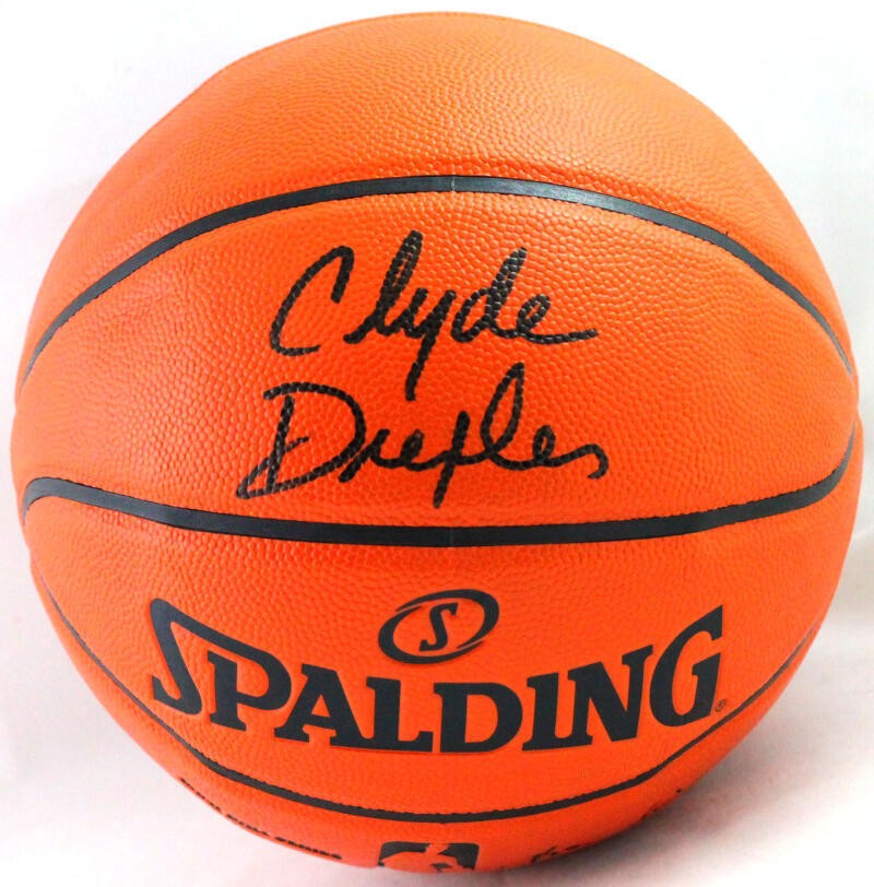 Clyde Drexler Autographed Spalding Black NBA Basketball