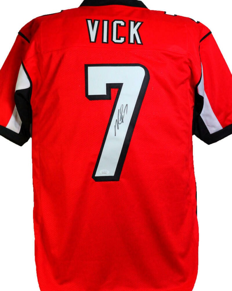 Michael Vick Autographed Red Pro Style Custom Jersey
