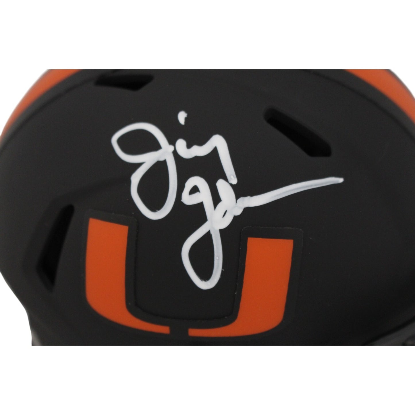 Jimmy Johnson Miami Hurricanes Eclipse Speed Mini Helmet Autographed