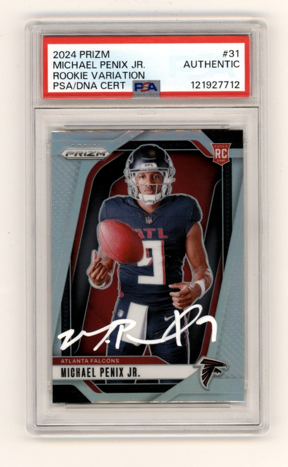 Michael Penix Jr. Signed 2024 Panini Prizm Silver Rookie Variation Card PSA