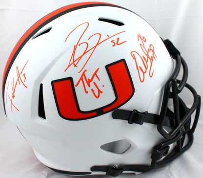 Ray Lewis, Frank Gore & Warren Sapp Signed Miami Hurricanes Lunar Helmet