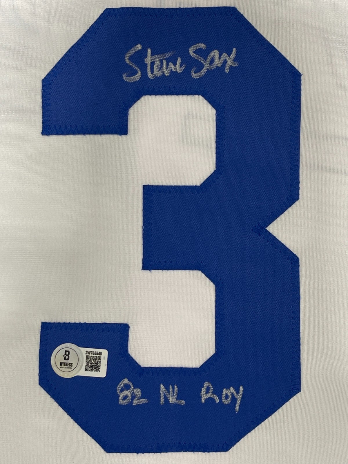 Steve Sax Signed Los Angeles Dodgers Custom Jersey (82 NL ROY) Beckett