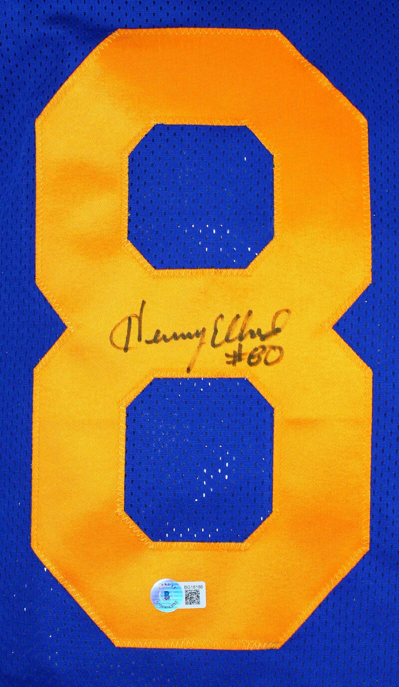 Henry Ellard Autographed Blue Custom Football Jersey