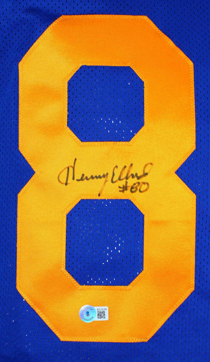 Henry Ellard Autographed Blue Custom Football Jersey