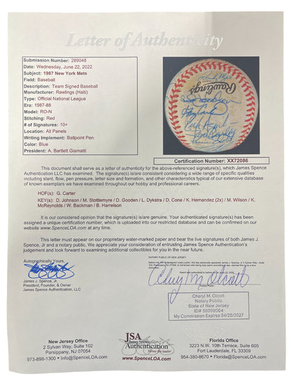 1987 New York Mets Team Signed National League Baseball (JSA LOA)