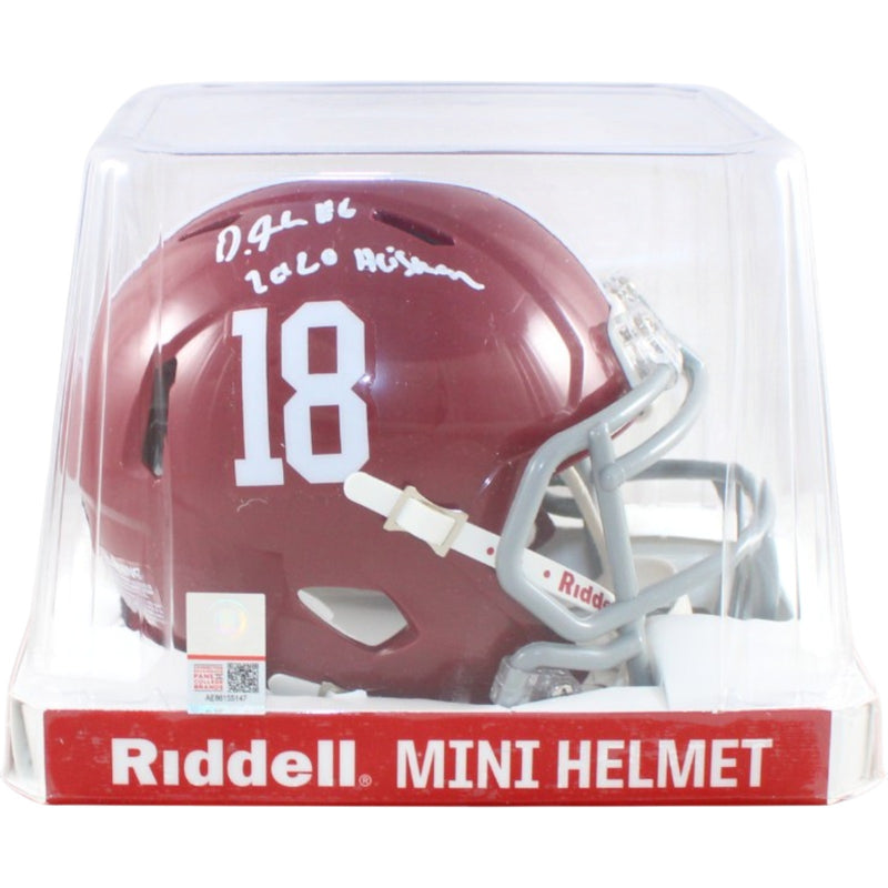 Devonta Smith Signed Alabama Crimson Tide Mini Helmet - Heisman Inscription