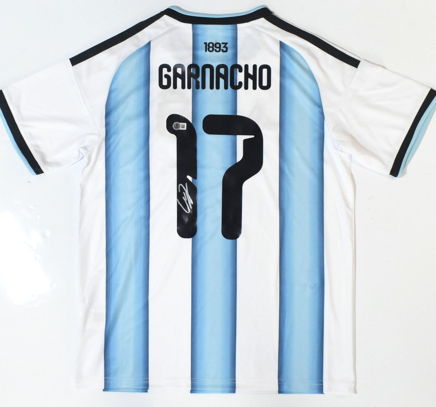 Alejandro Garnacho Autographed Argentina Home Soccer Jersey