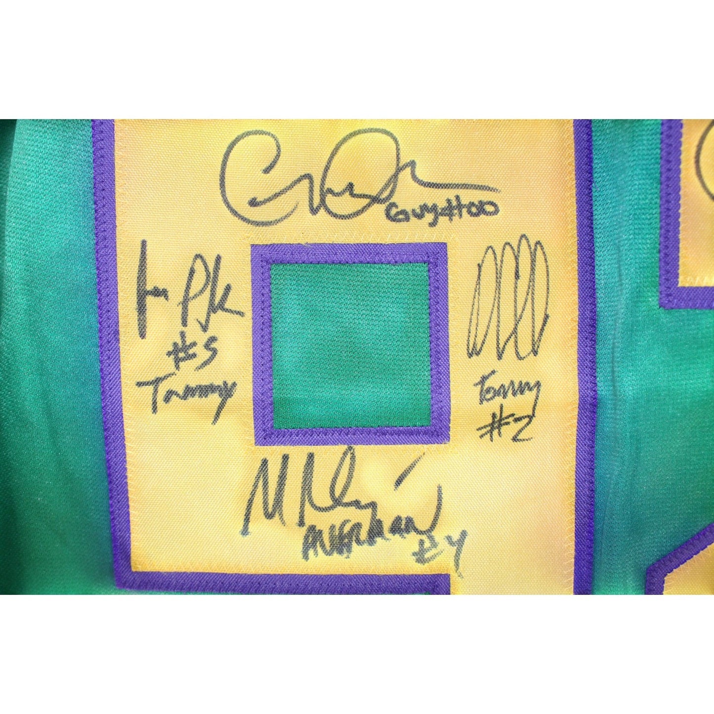 Mighty Ducks Cast Autographed Green Jersey (8 Signatures)