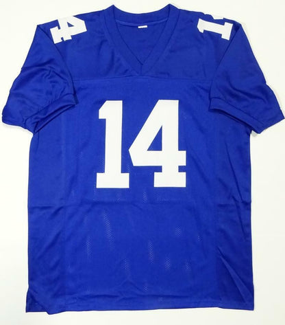 Y.A. Tittle Autographed Blue Custom Football Jersey